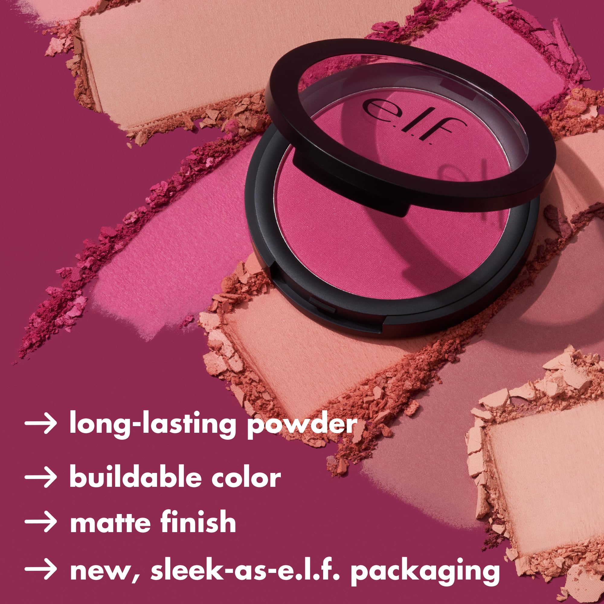 e.l.f. Primer-Infused Blush durazno mate realce sutil de las mejillas