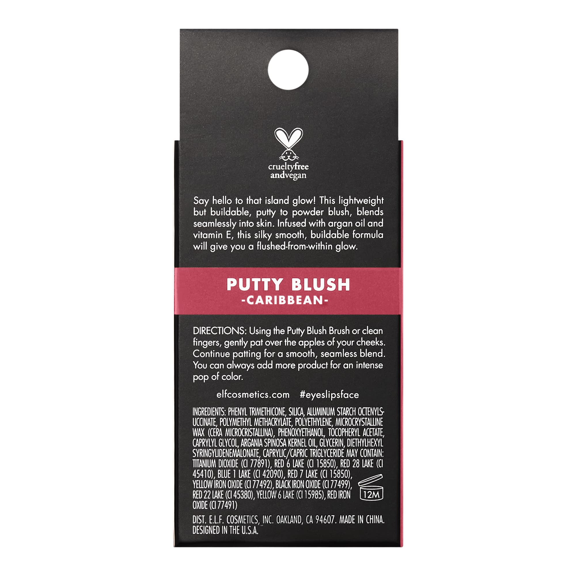 e.l.f. Putty Blush Caribbean on-cheek glow for a hydrated, luminous finish.