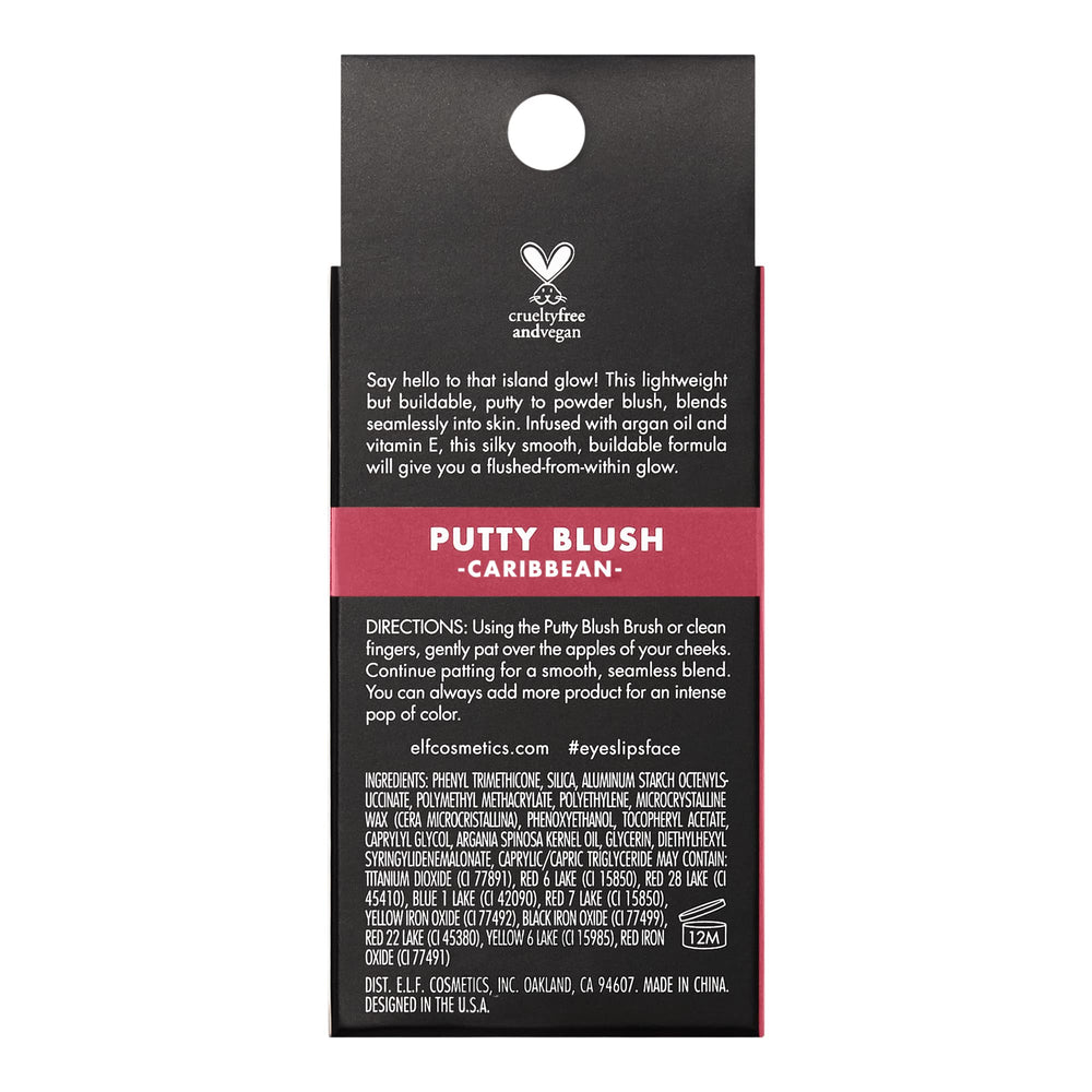 e.l.f. Putty Blush Caribbean on-cheek glow for a hydrated, luminous finish.