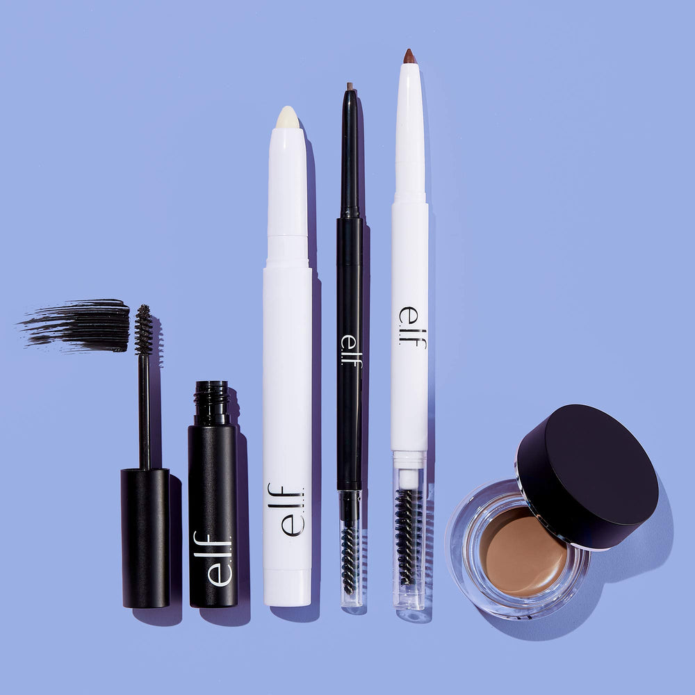 e.l.f. Shape & Stay Brow Pencil Clear demonstrates precise brow shaping for a groomed look