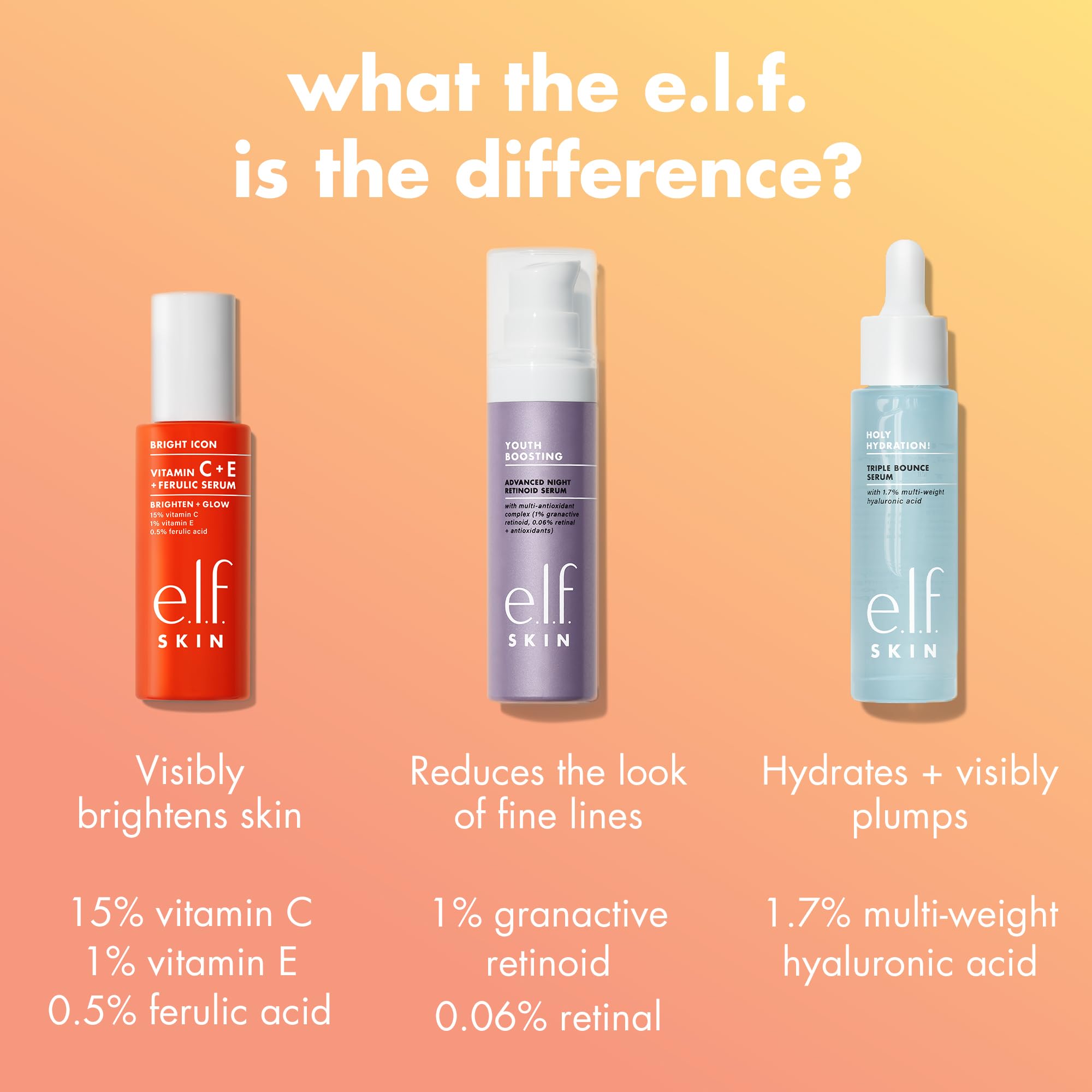fórmula ferúlica y vitamina E de e.l.f. SKIN Bright Icon, calmante