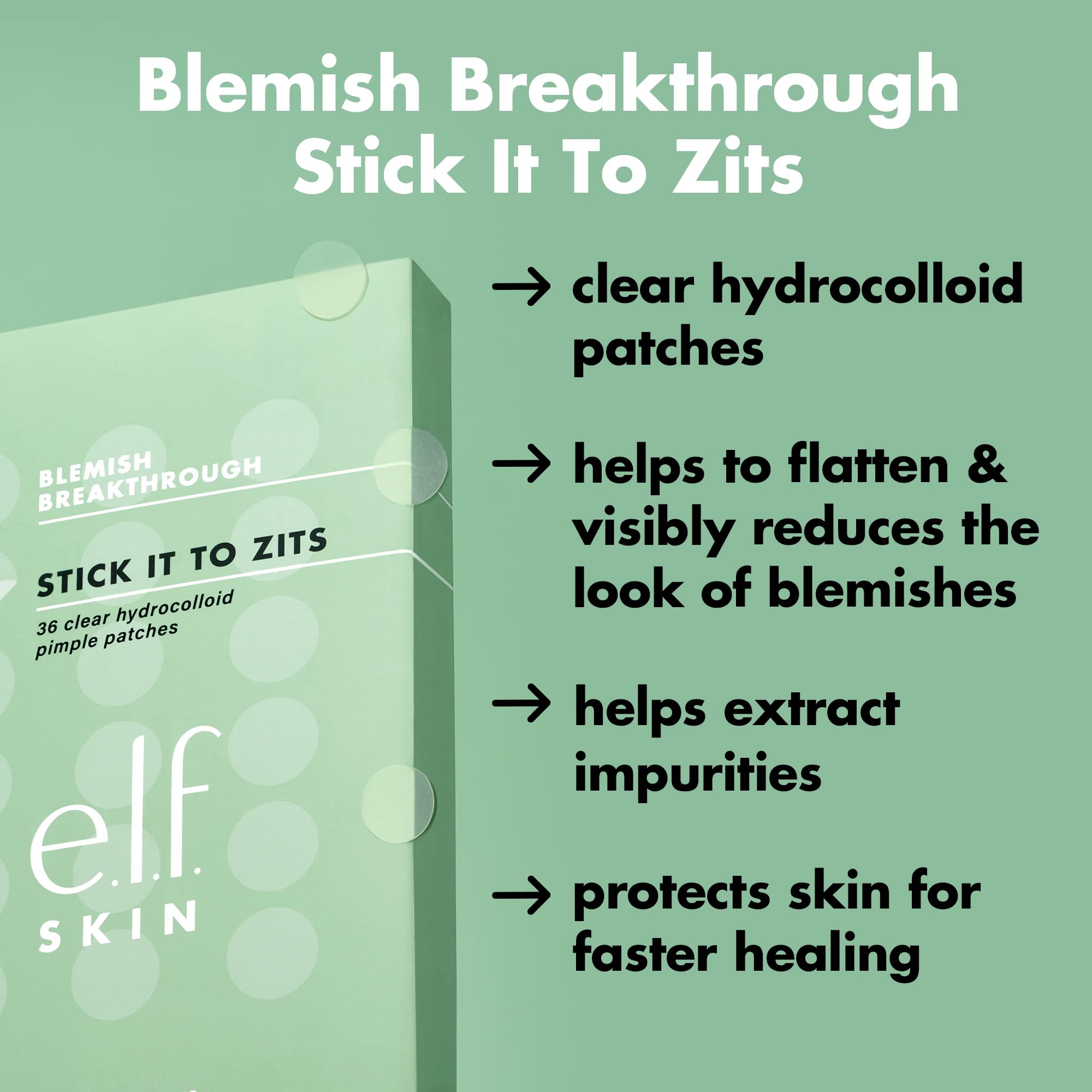 e.l.f. SKIN clear hydrocolloid patch draws out impurities from a pimple