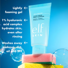 e.l.f. SKIN Holy Hydration Clean Freak foam close-up showing gentle lather