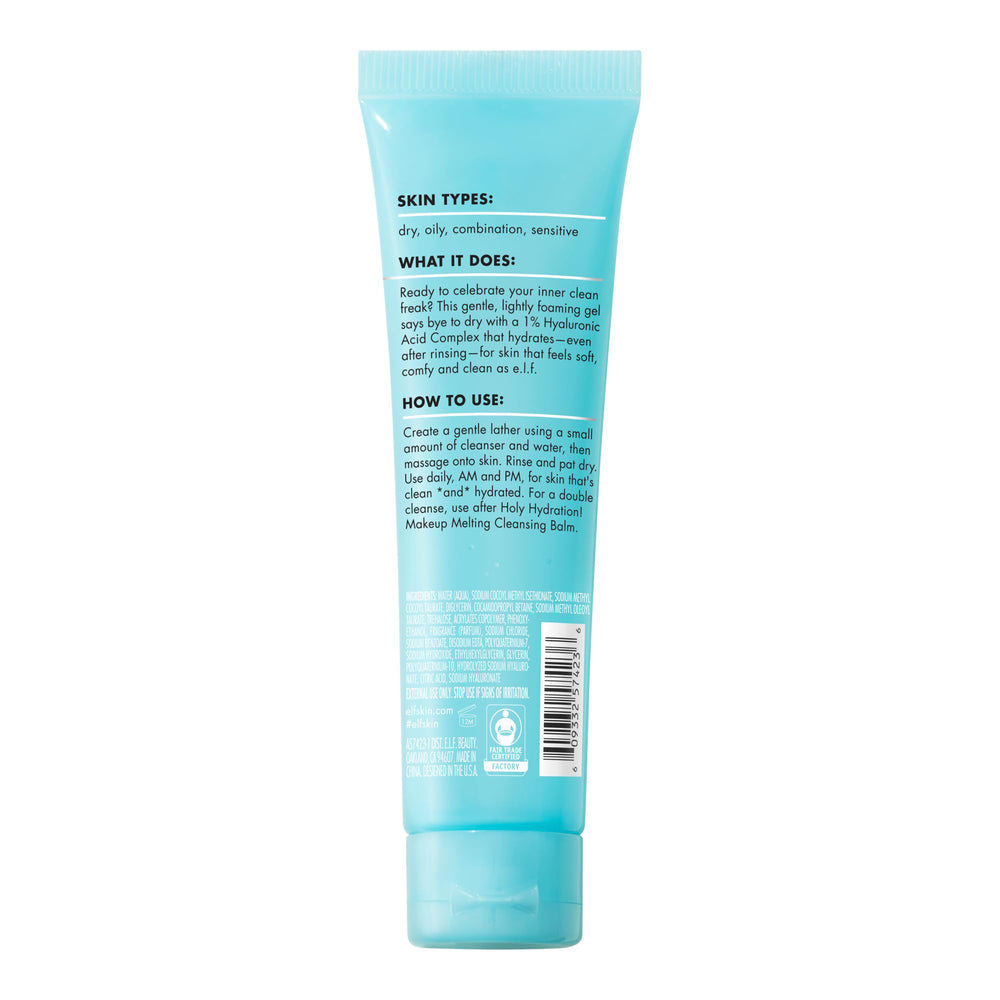 water rinse splash after using e.l.f. SKIN Holy Hydration Clean Freak for a clean, hydrated feel