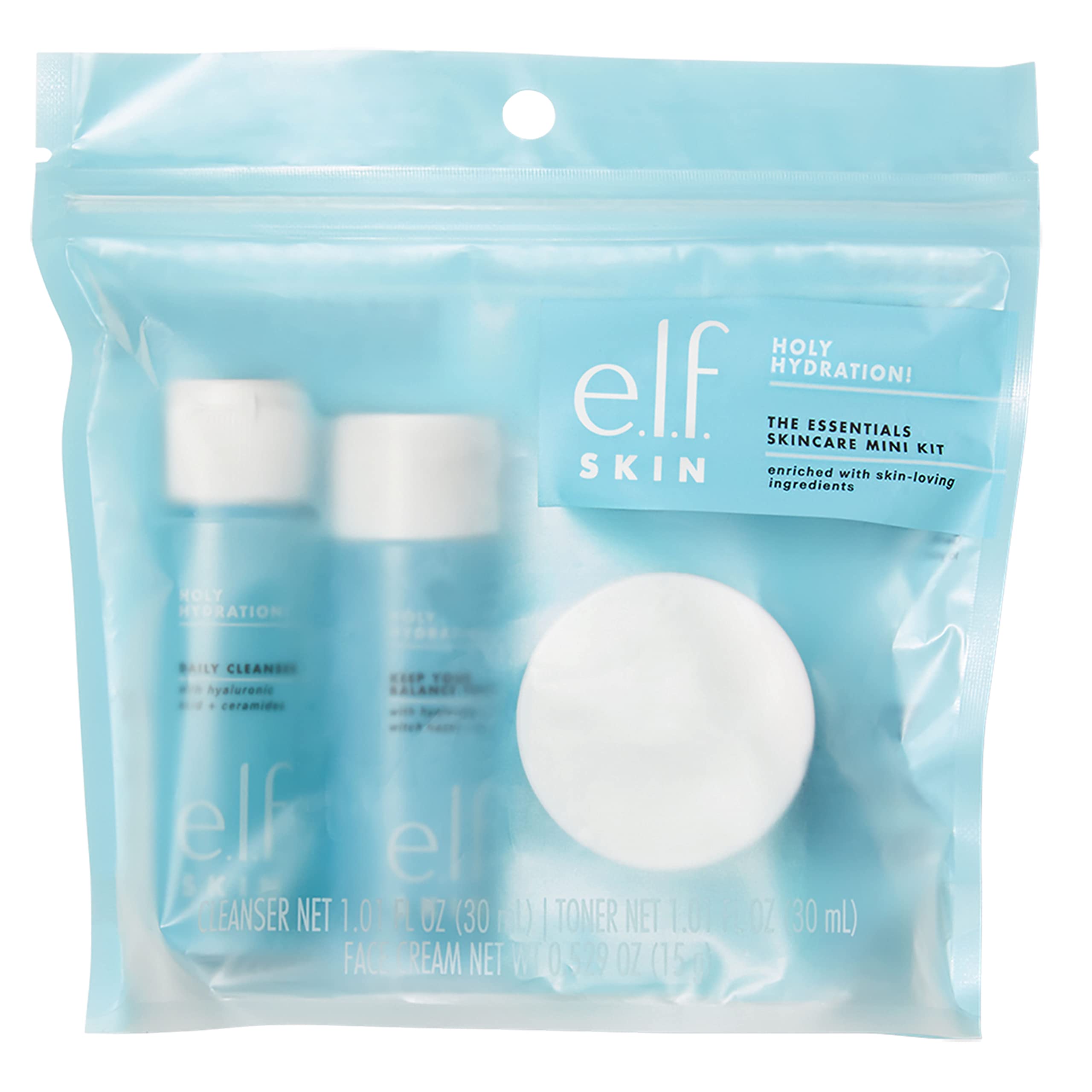 e.l.f. Skin Holy Hydration kit formato viaje: envase apto para cabina