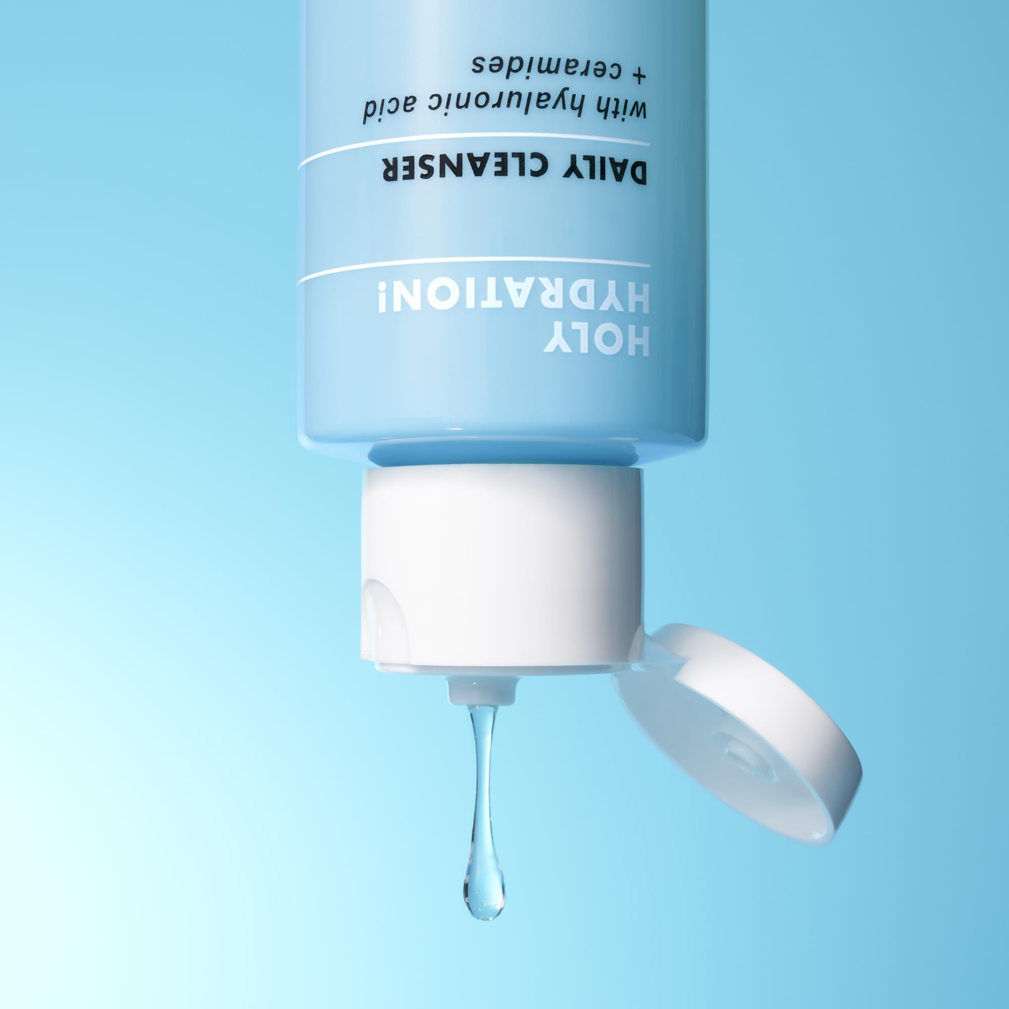 Product ingredients highlight hyaluronic acid for hydration within the cleanser.