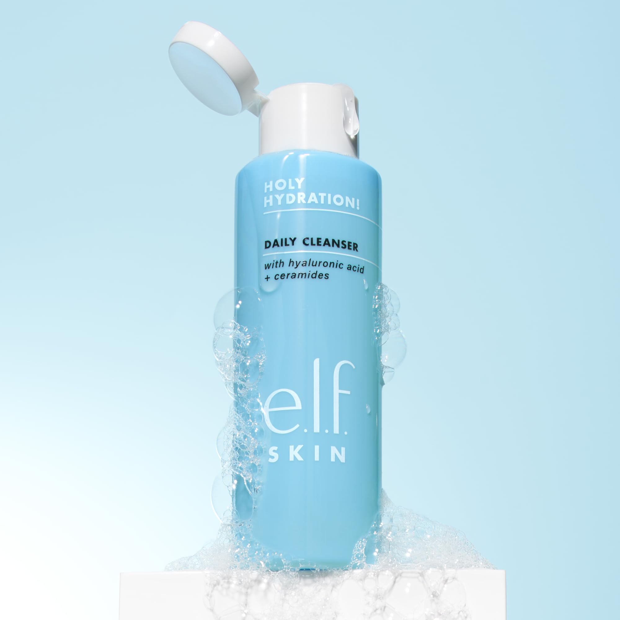 Creamy lather on the skin illustrates a refreshing cleansing experience.