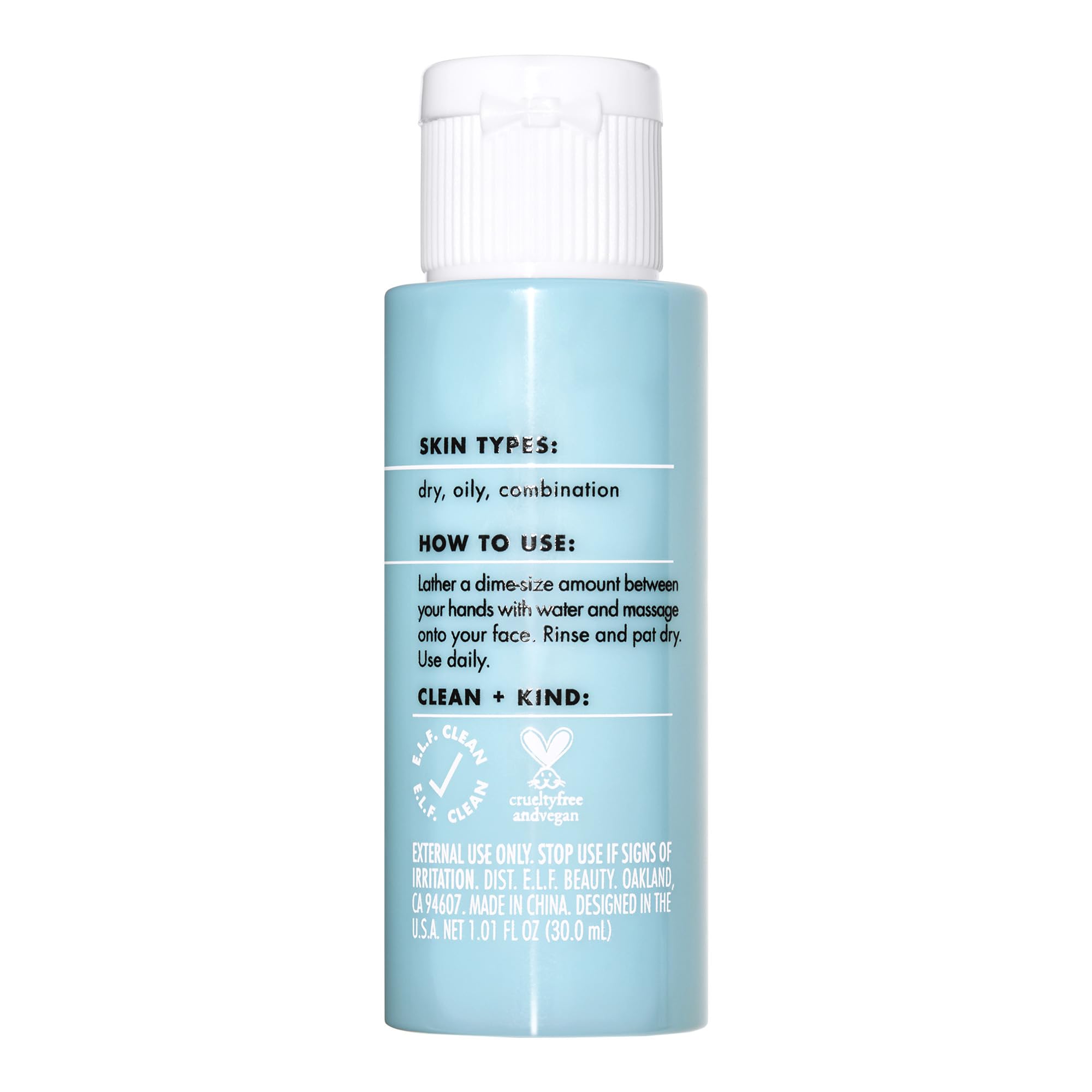 Usage scene shows the cleanser used in a morning routine for refreshed, hydrated skin.