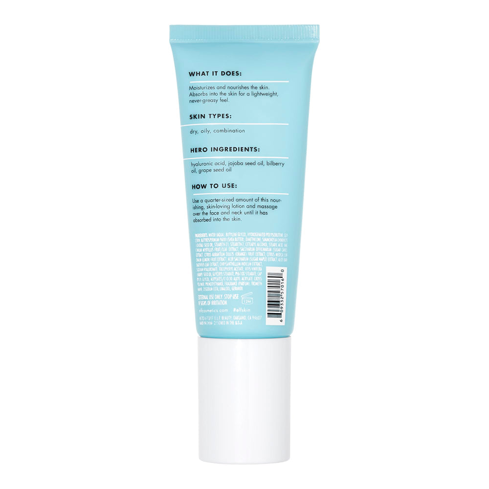 Front view of e.l.f. SKIN Holy Hydration packaging with vegan, cruelty-free branding.