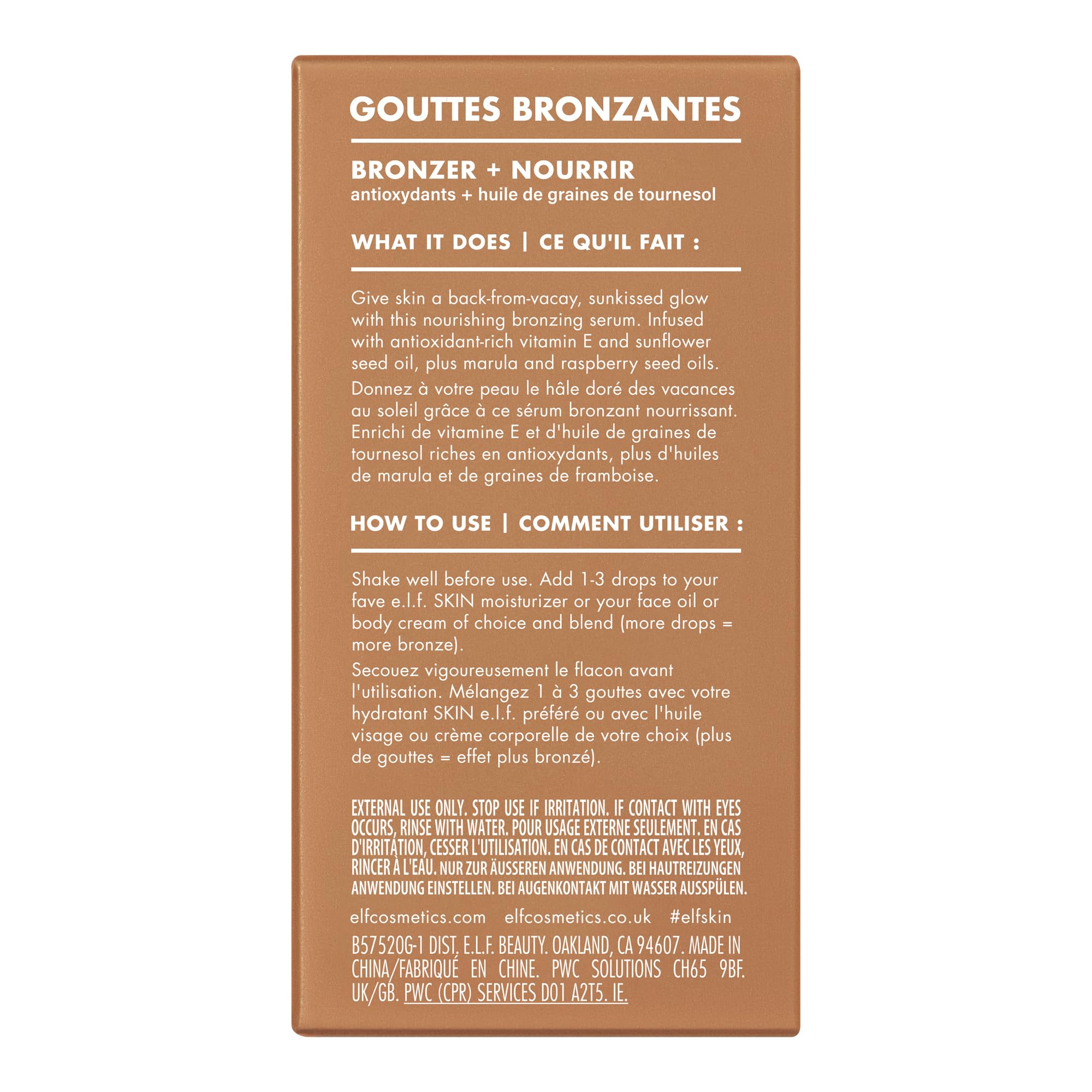 e.l.f. SKIN Bronzing Drops: se mezcla fácil con crema para glow suave