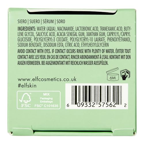 e.l.f. SKIN Suero Niacinamida ingredientes: tono uniforme y control de grasa