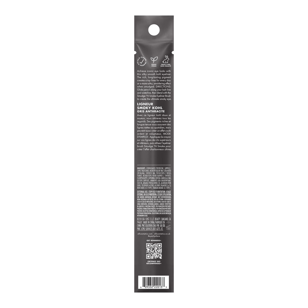 e.l.f. Smoky Kohl Eyeliner achieves a sophisticated smoky eye look with one stroke.