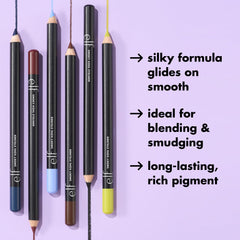 e.l.f. Smoky Kohl Eyeliner smeared swatch demonstrates bold pigment and easy blend.