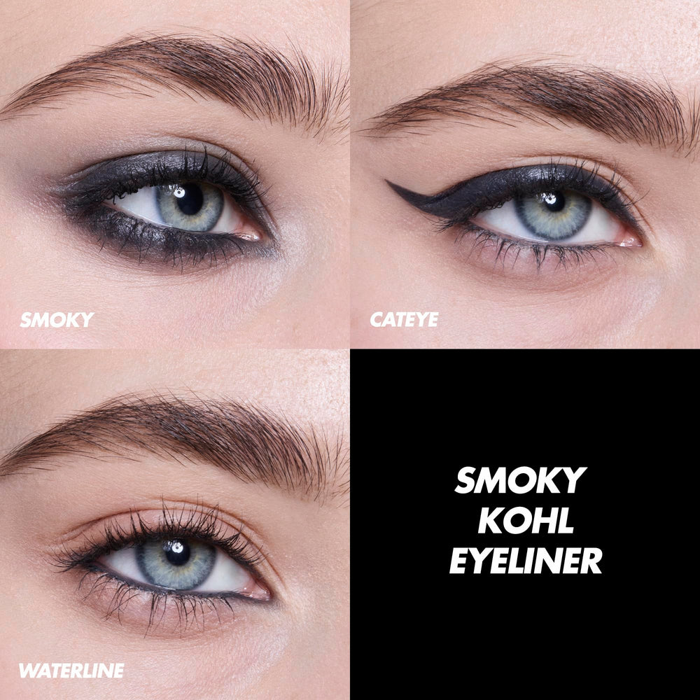 e.l.f. Smoky Kohl Eyeliner blended with a brush for seamless smoky blends.
