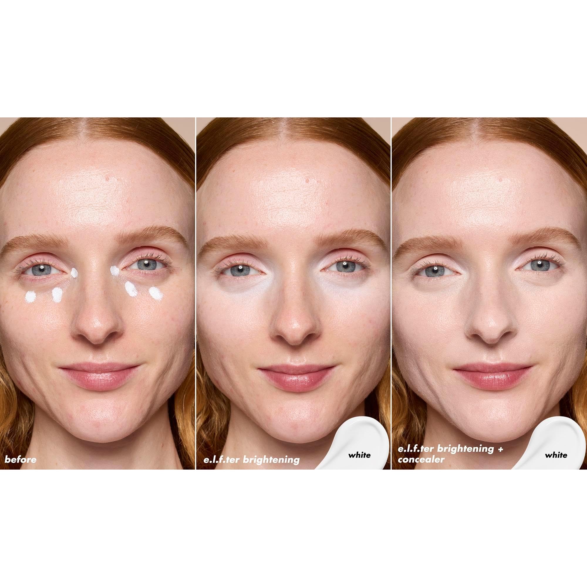 e.l.f. Soft Glam Brightening Corrector under-eye use for targeted brightening.