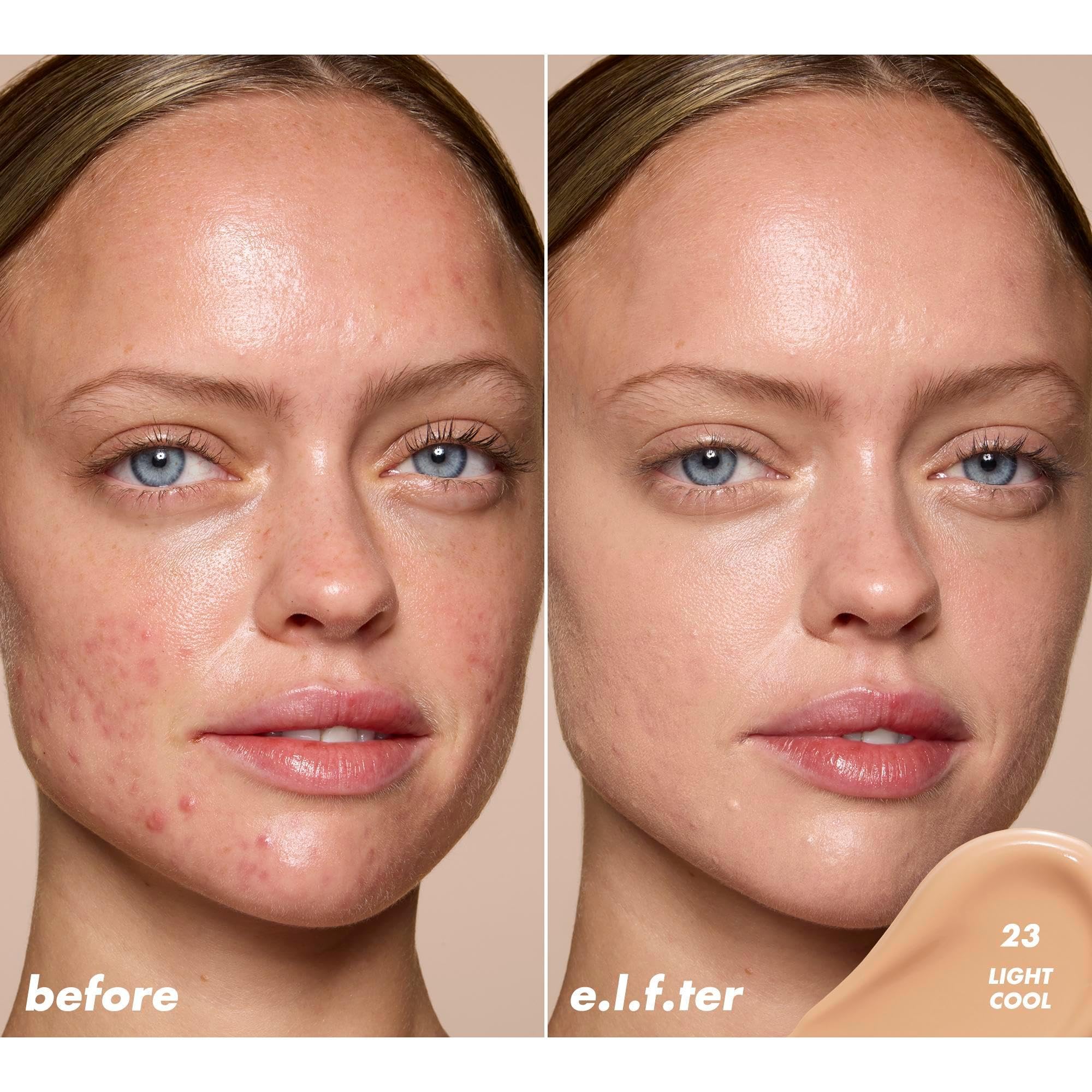 e.l.f. Soft Glam Satin Concealer hibiscus complex illustration emphasizes hydration.