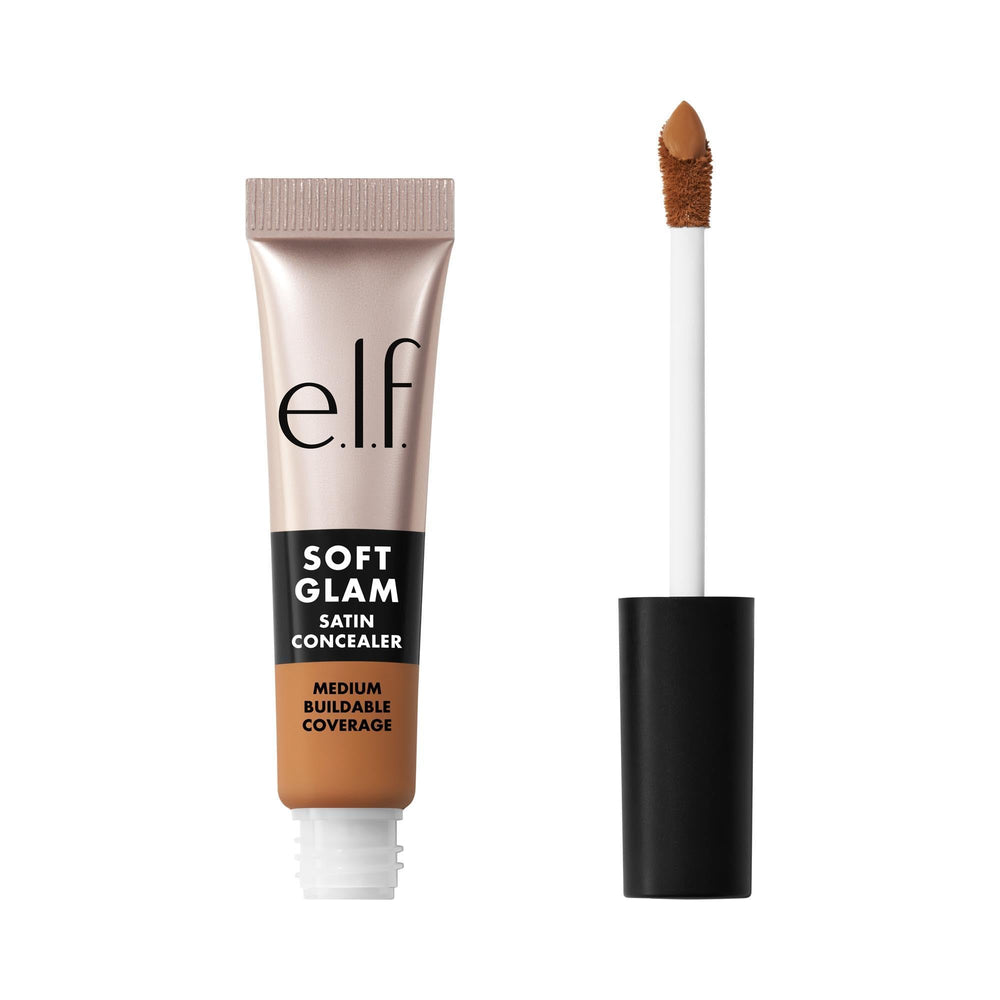e.l.f. Soft Glam Satin Concealer tube close-up showing creamy coverage for blemishes and under-eye areas