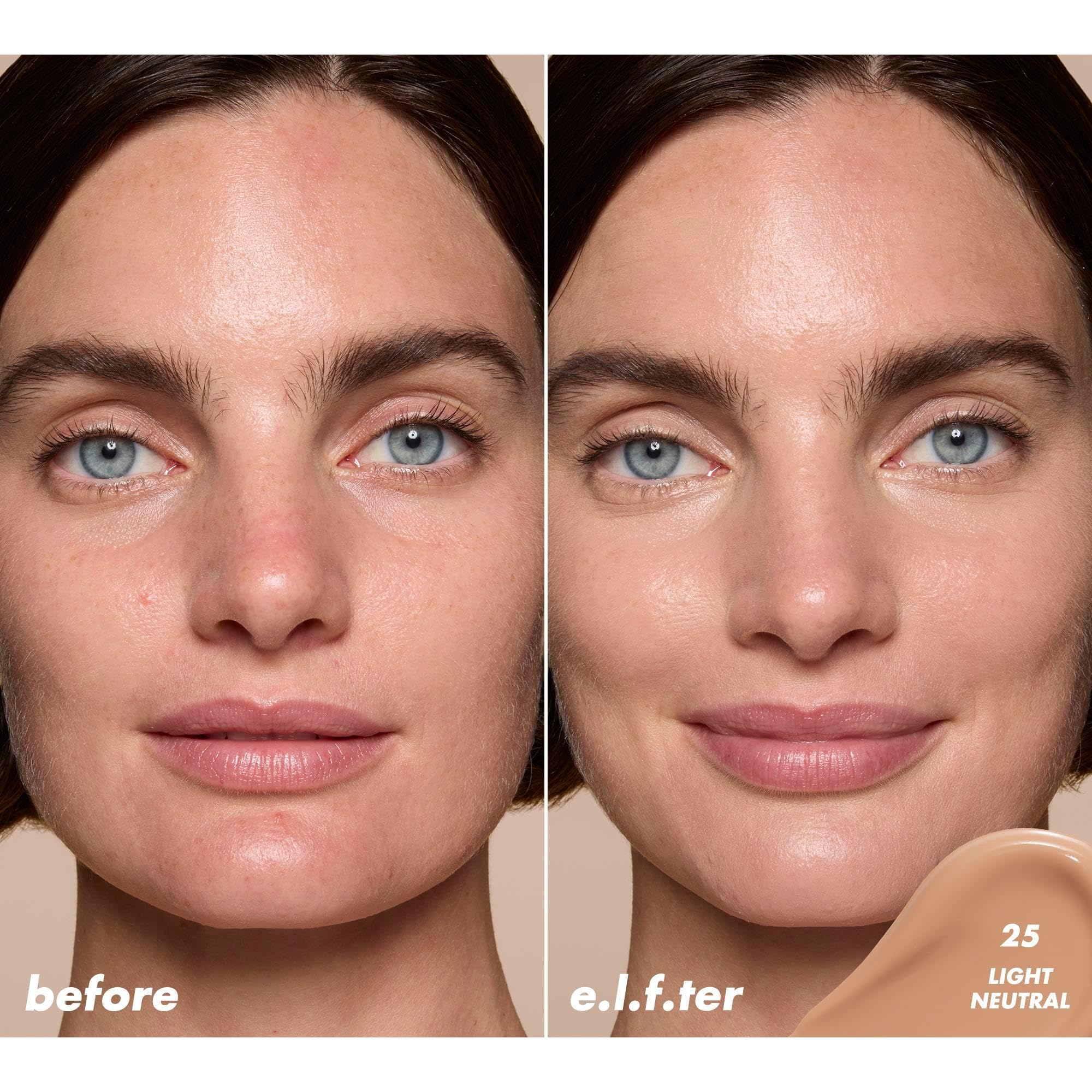 e.l.f. concealer under-eye application close-up with smooth blend.