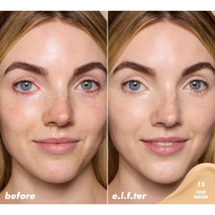 Under-eye area application with e.l.f. Satin Concealer for bright, seamless blending.