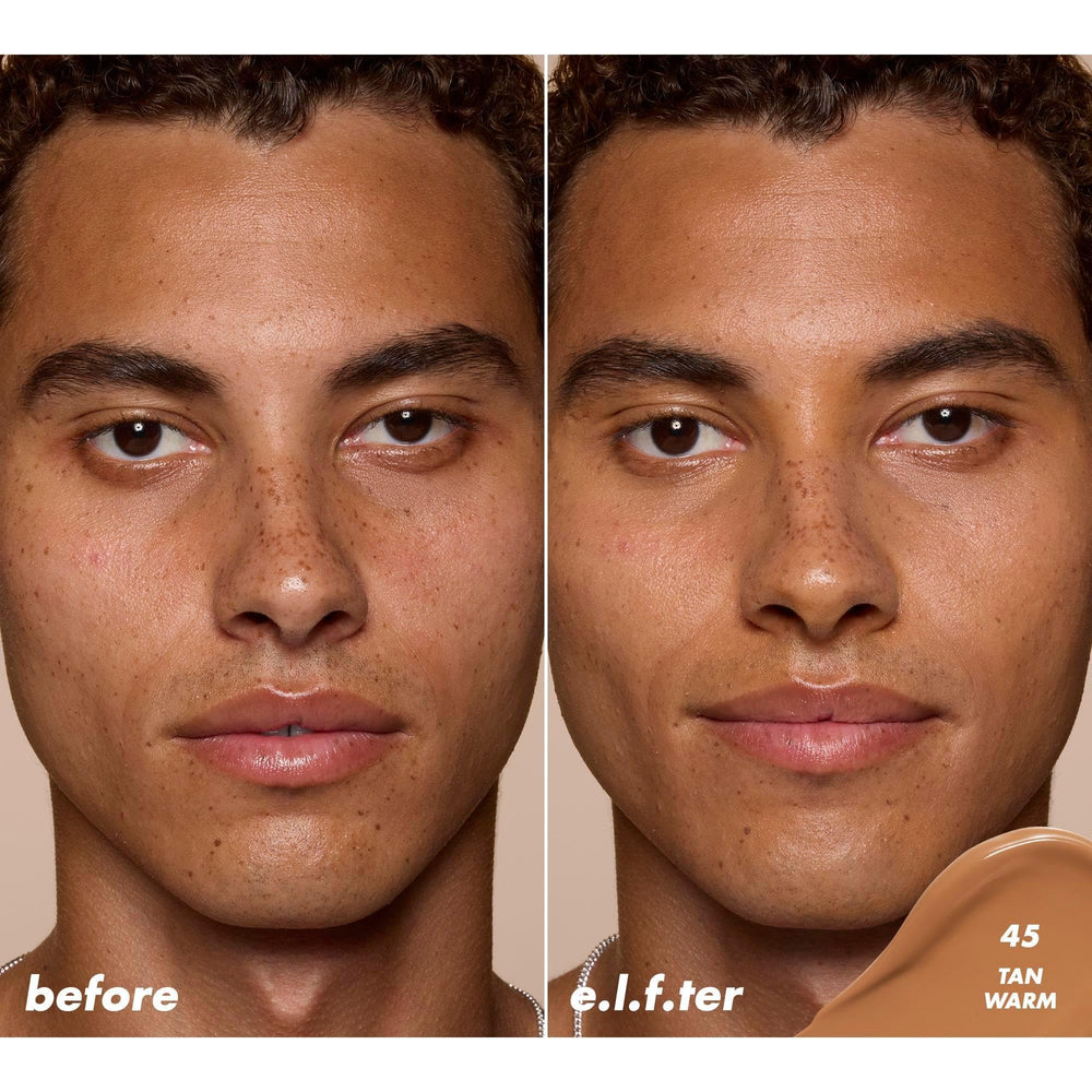 concealer being applied under the eye for brightened, balanced appearance with e.l.f.