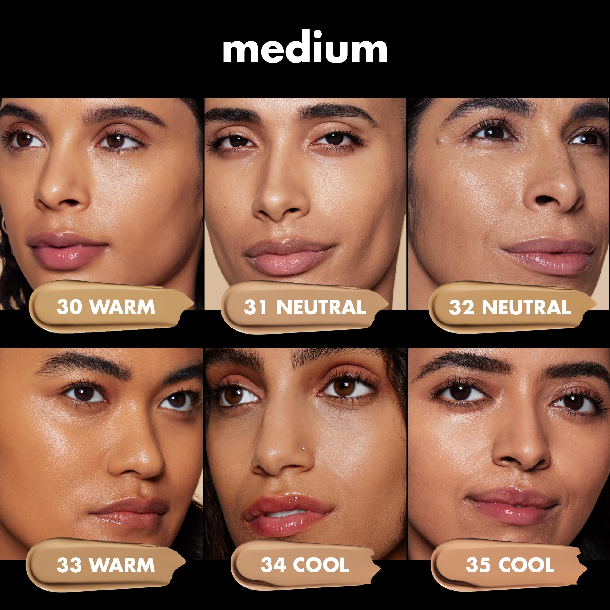 Swatch of shade 33 Medium Warm on skin for color reference.