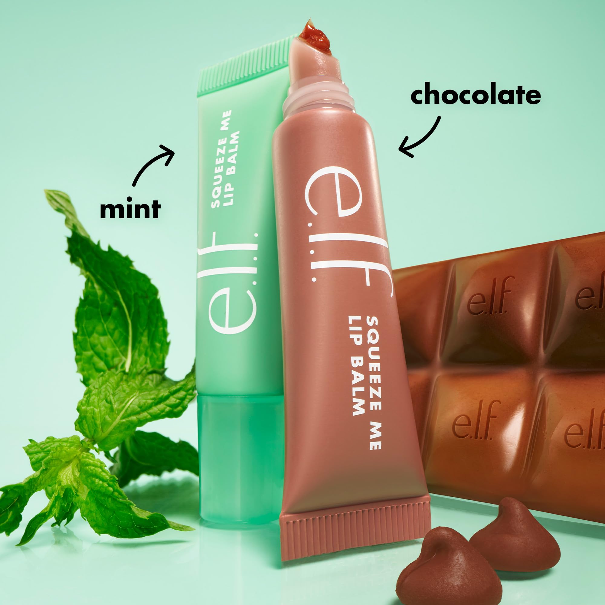 e.l.f. Squeeze Me Lip Balm Chocolate, tubo: acabado suave y sabor sutil.