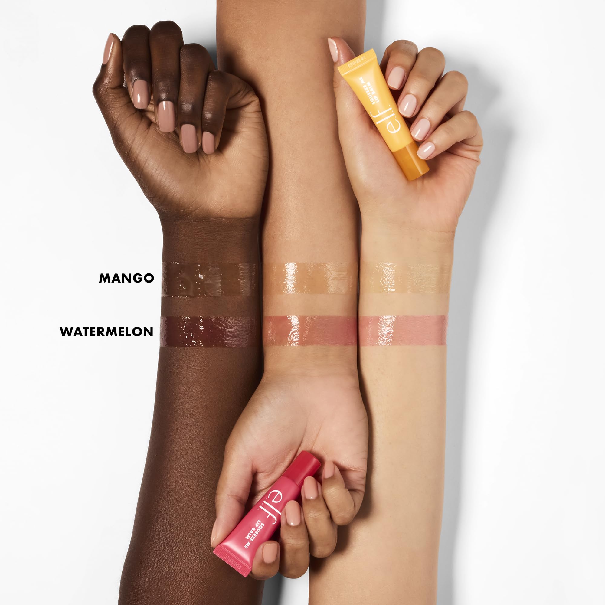 Duo packaging featuring Mango and Watermelon shades from e.l.f. Squeeze Me Lip Balm.