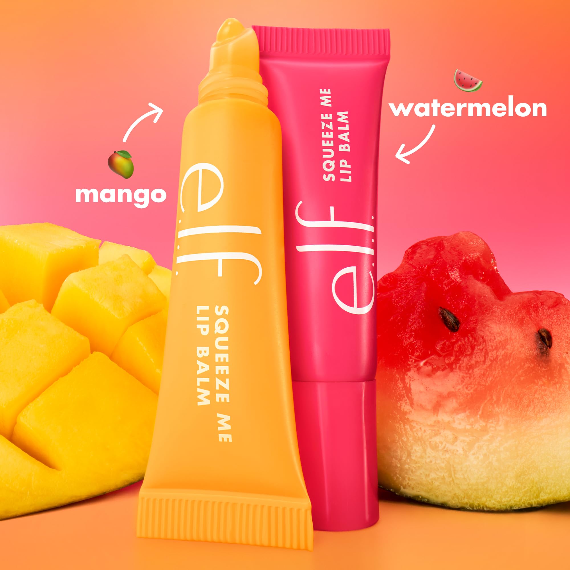 e.l.f. Squeeze Me Lip Balm Watermelon tube for light hydration and natural color.