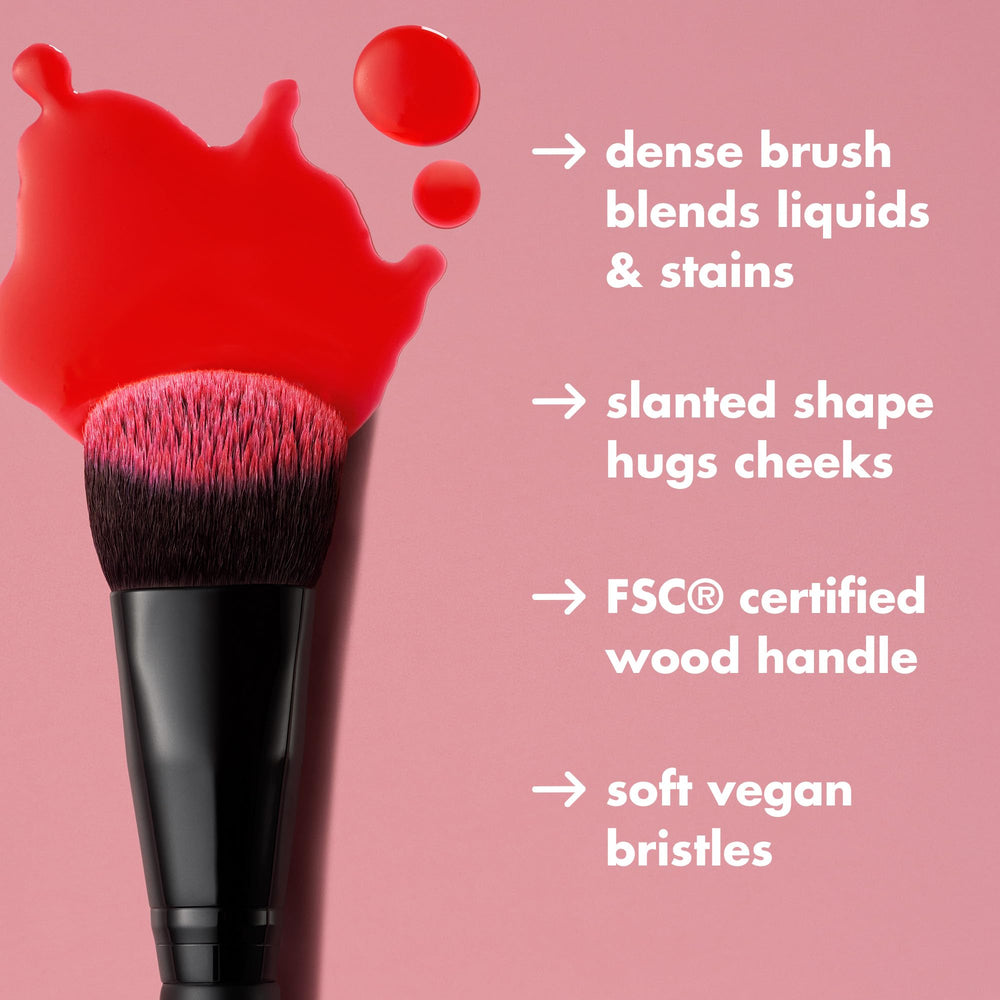 e.l.f. Stain & Tint Blending Brush with FSC certified wood handle for sustainable design.