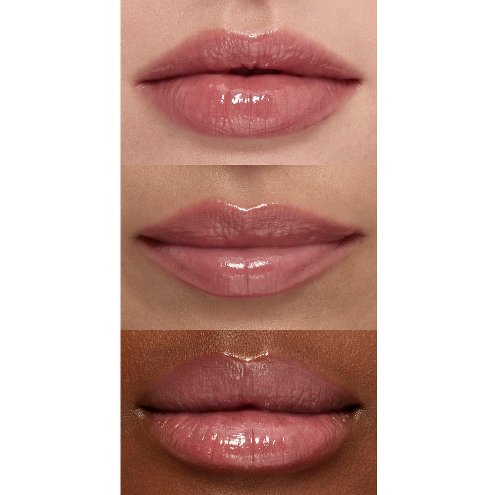 e.l.f. Sun Boss Gloss Pink-me-Girl swatch offers pink-beige luminosity.