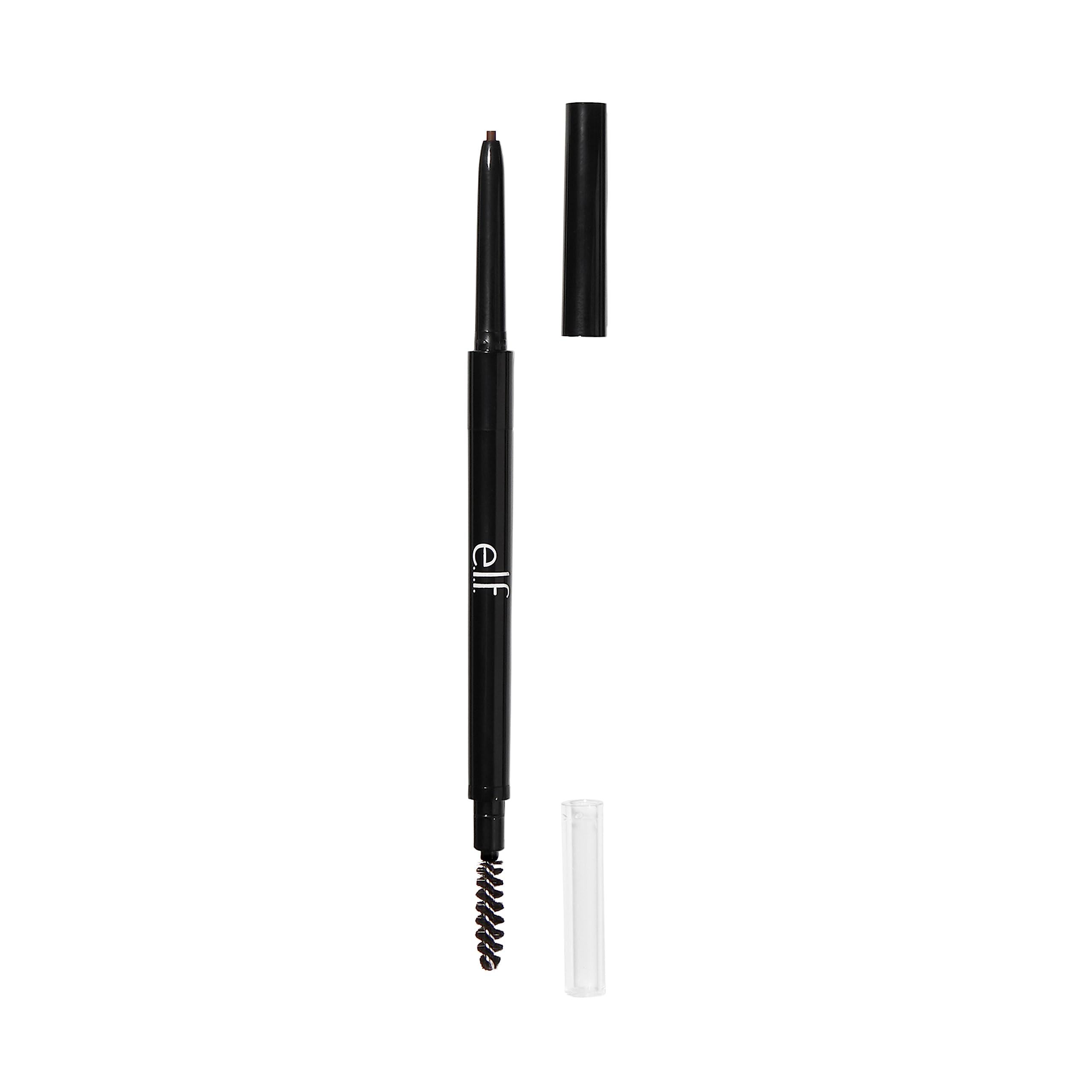 e.l.f. Ultra Precise Brow Pencil brunette-shade closeup highlights defined brows.