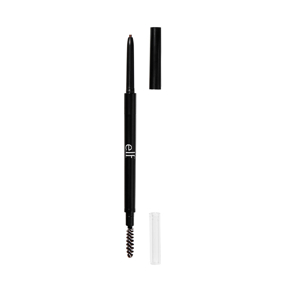 e.l.f. Ultra Precise Brow Pencil brunette-shade closeup highlights defined brows.