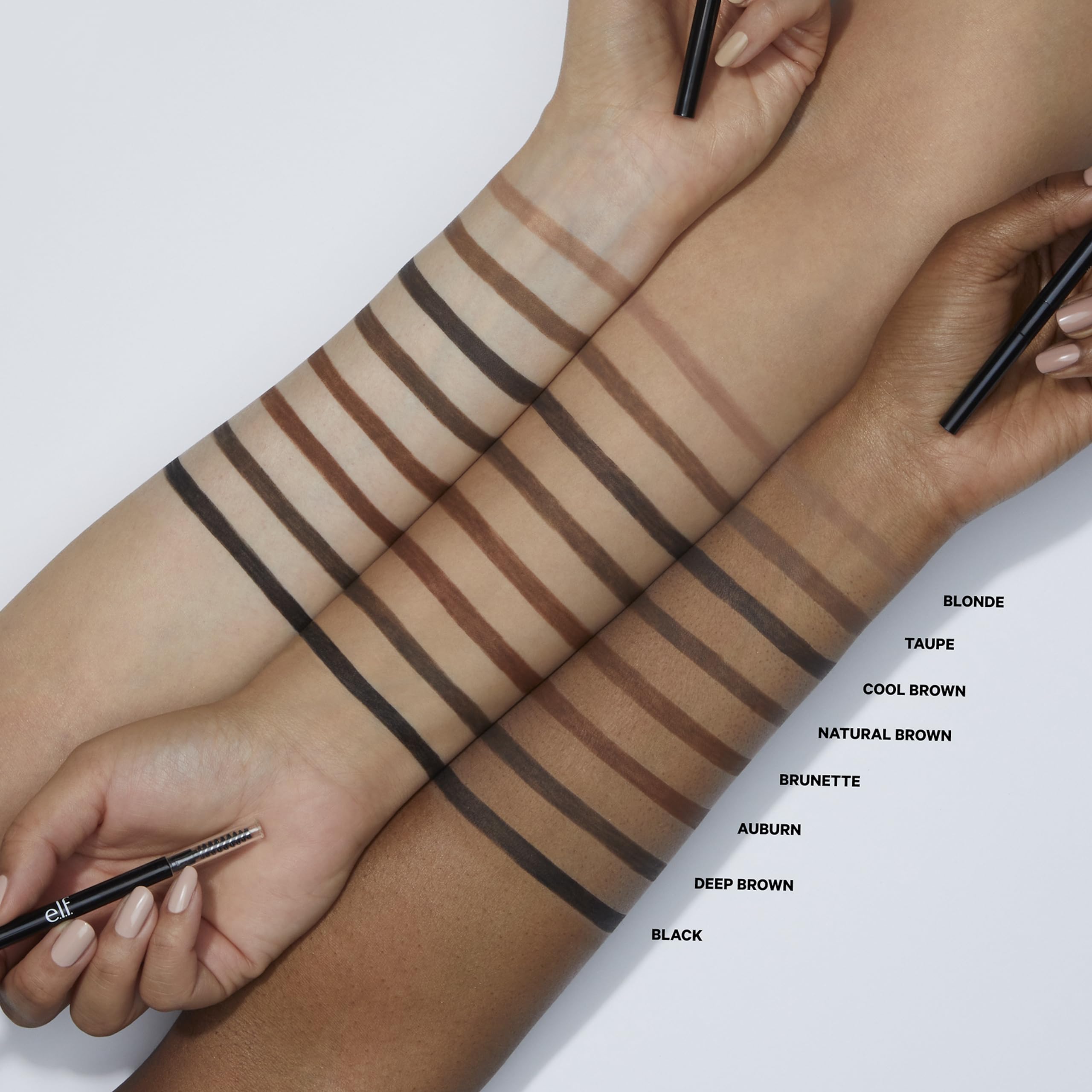 e.l.f. Ultra Precise Brow Pencil spoolie tames brows for natural texture.