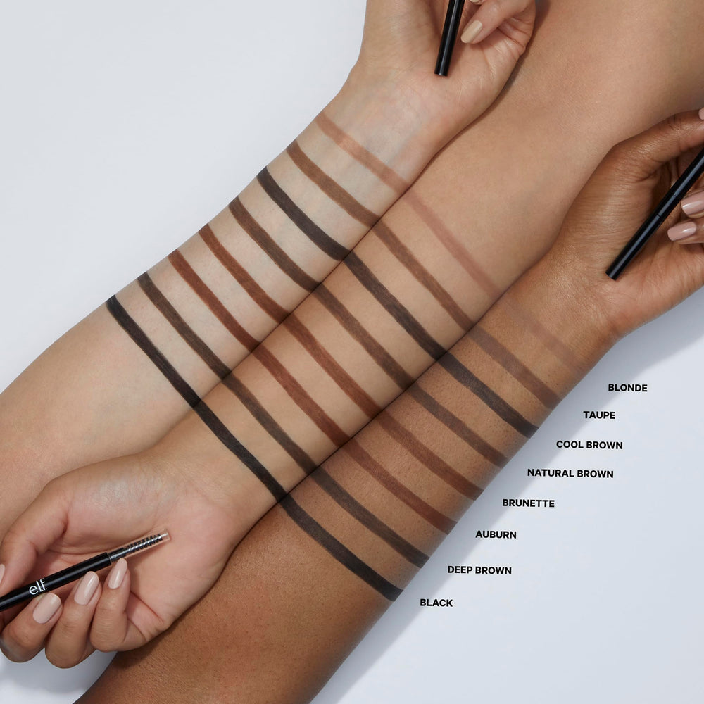 e.l.f. Ultra Precise Brow Pencil spoolie tames brows for natural texture.