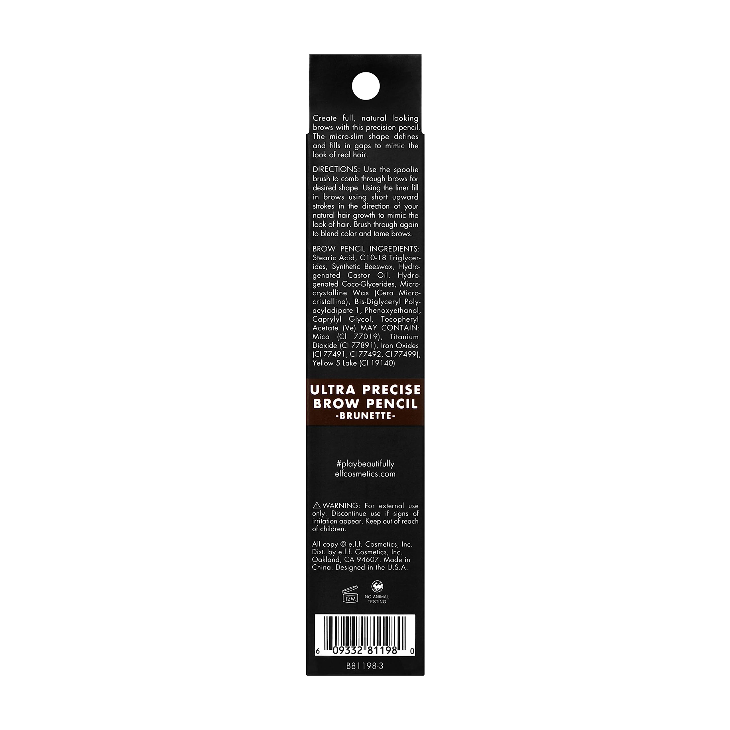 e.l.f. Ultra Precise Brow Pencil vegan-cruelty-free symbol signifies ethical beauty.