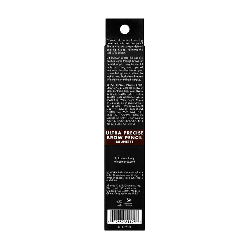 e.l.f. Ultra Precise Brow Pencil vegan-cruelty-free symbol signifies ethical beauty.