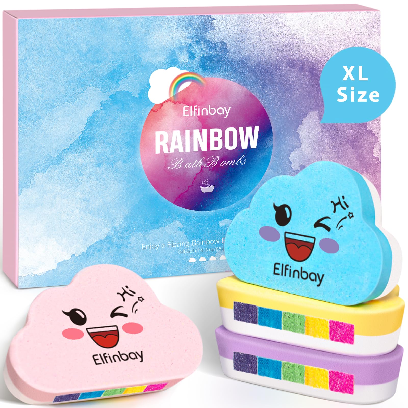 Elfinbay bombas arcoíris para niños, efecto colorido y seguro para un baño divertido.
