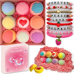 Elfinbay heart-shaped bath bombs 9-pack for kids’ playful bath time