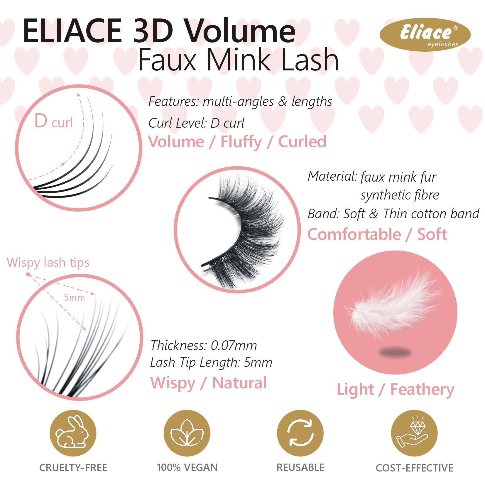 Eliace 14–15mm lashes suited for daily wear and versatility
