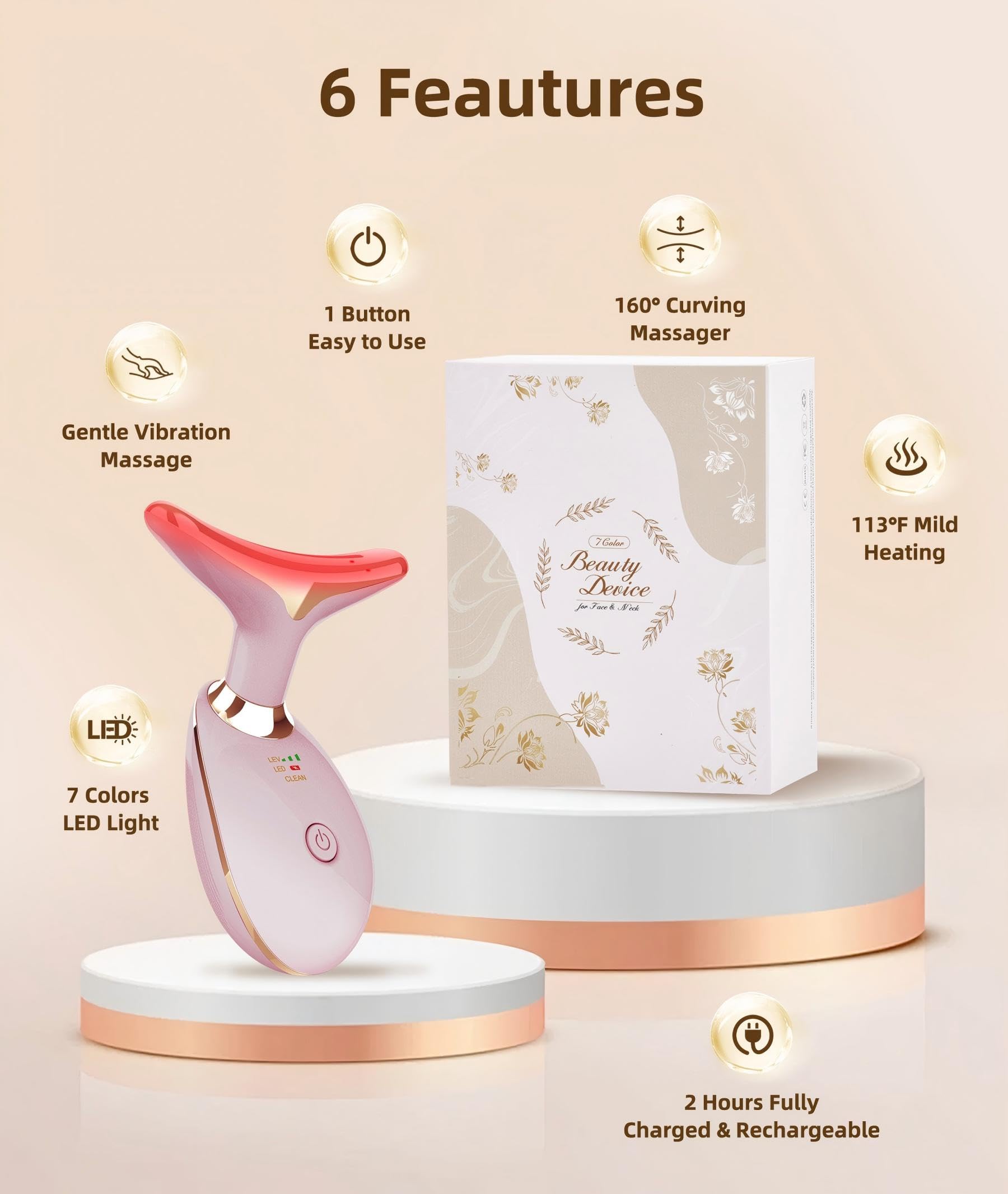 ELISHINE 7-color LED massager for facial contours supports firming.