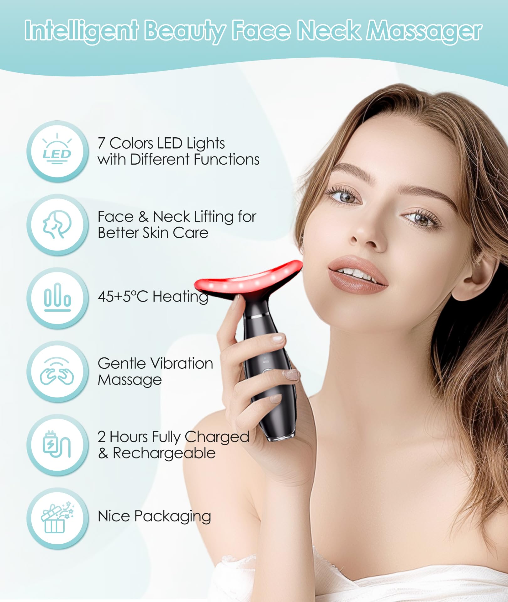 ELISHINE massager side view shows ergonomic design for daily use.