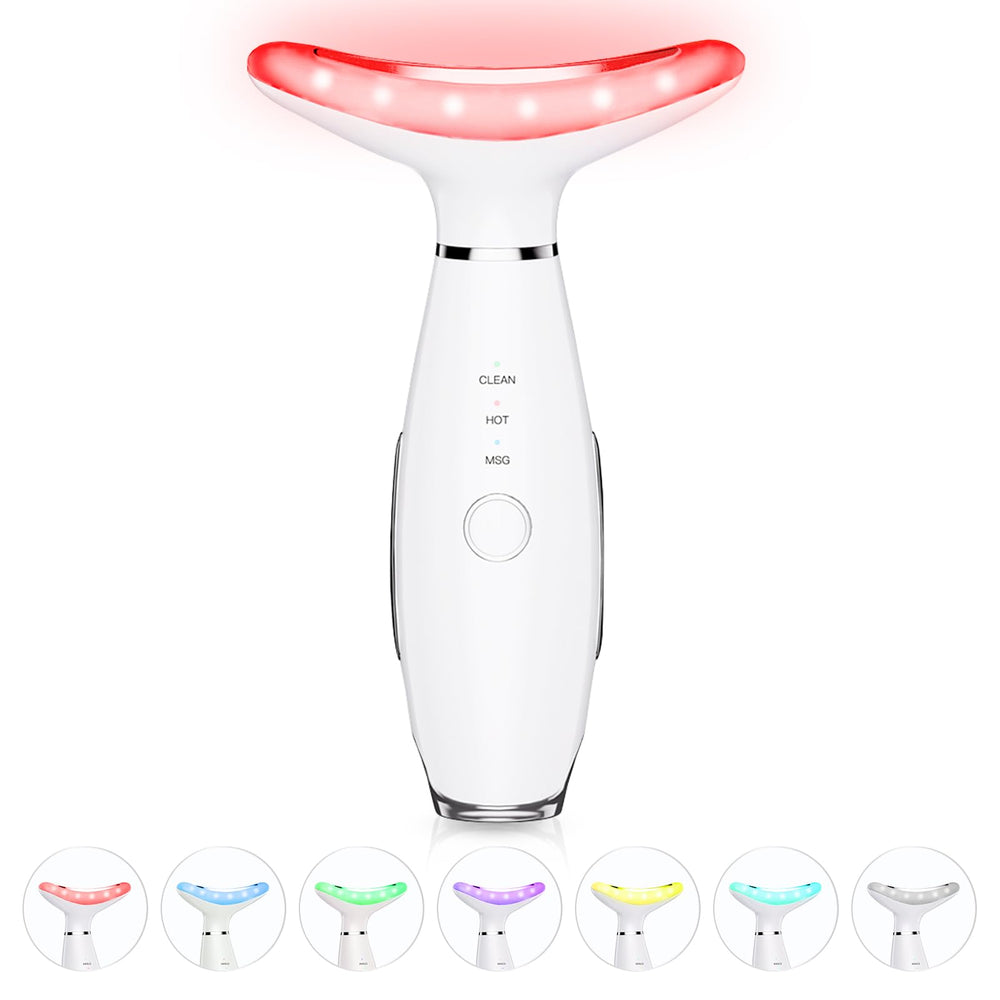 Elishine 7-color neck and face massager in white for at-home facial care.