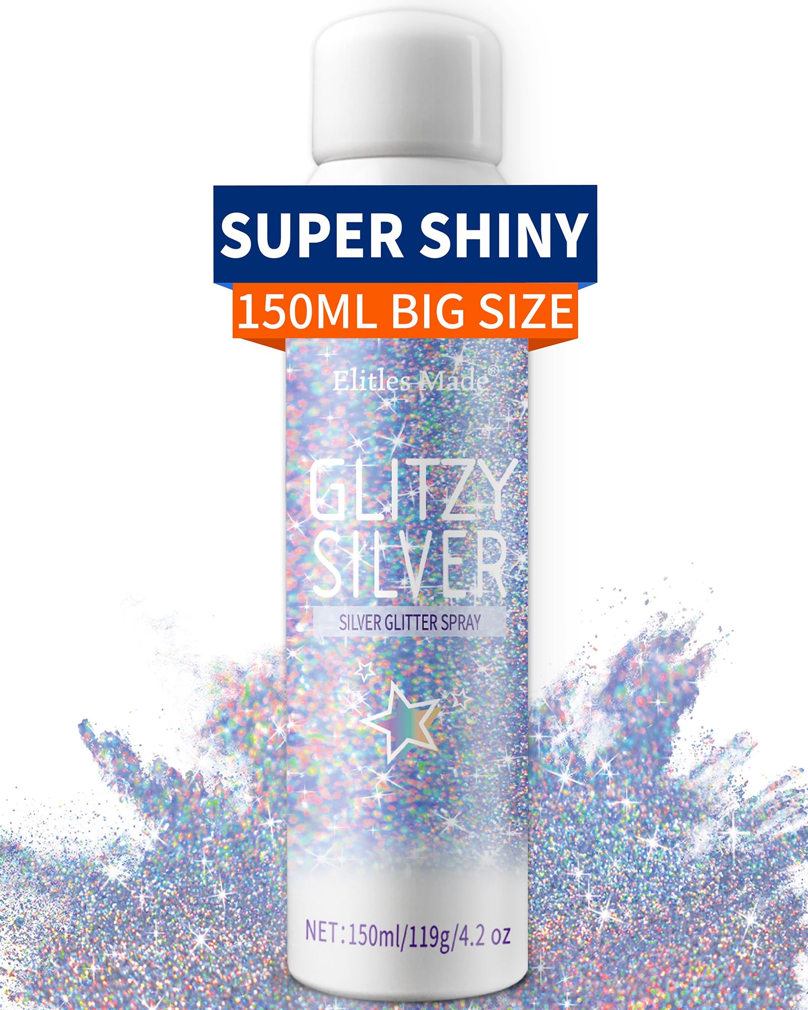 Elitles Made botella 150 ml con brillos holográficos para cabello y cuerpo
