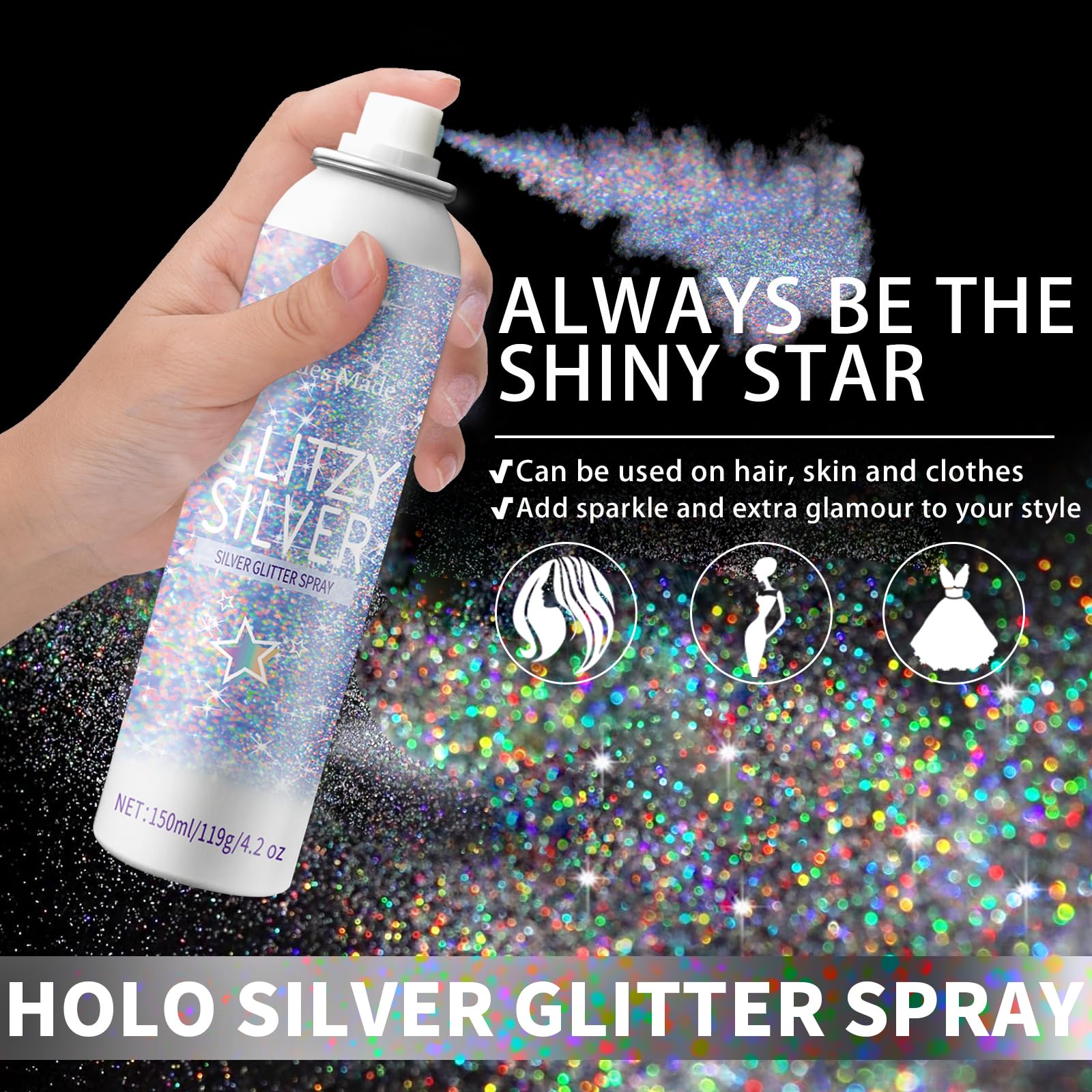 Elitles Made brillo holográfico para peinado con efecto duradero