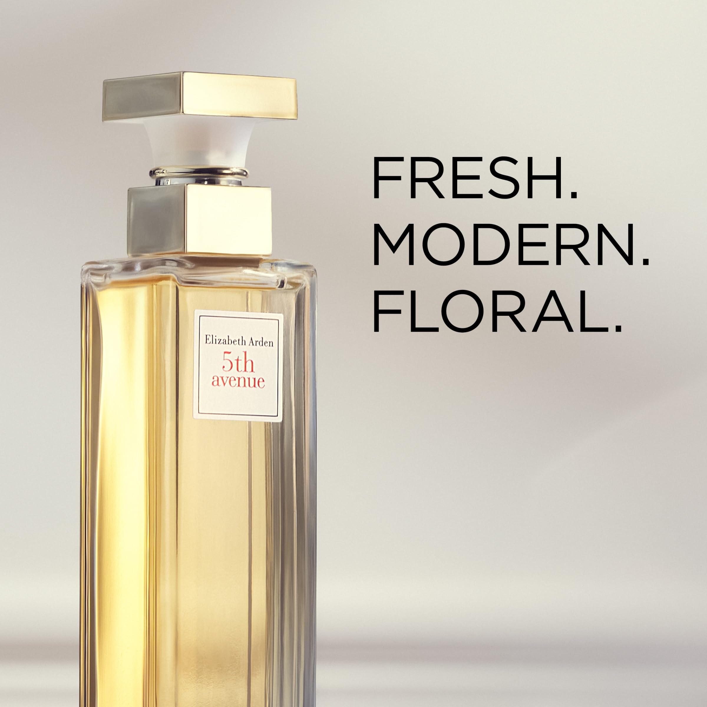 Elizabeth Arden 5th Avenue bottle side view shows refined silhouette