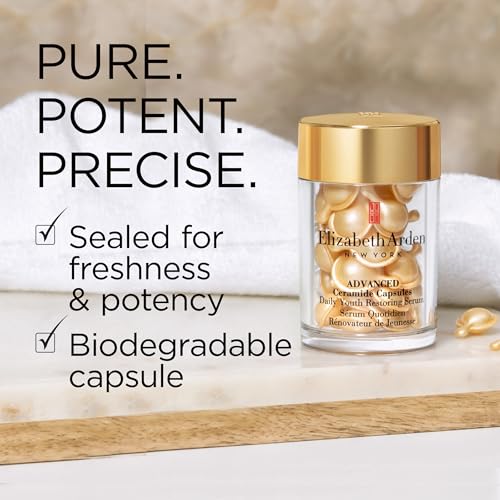 Elizabeth Arden Ceramide Serum Capsules daily routine shot for morning or night use.