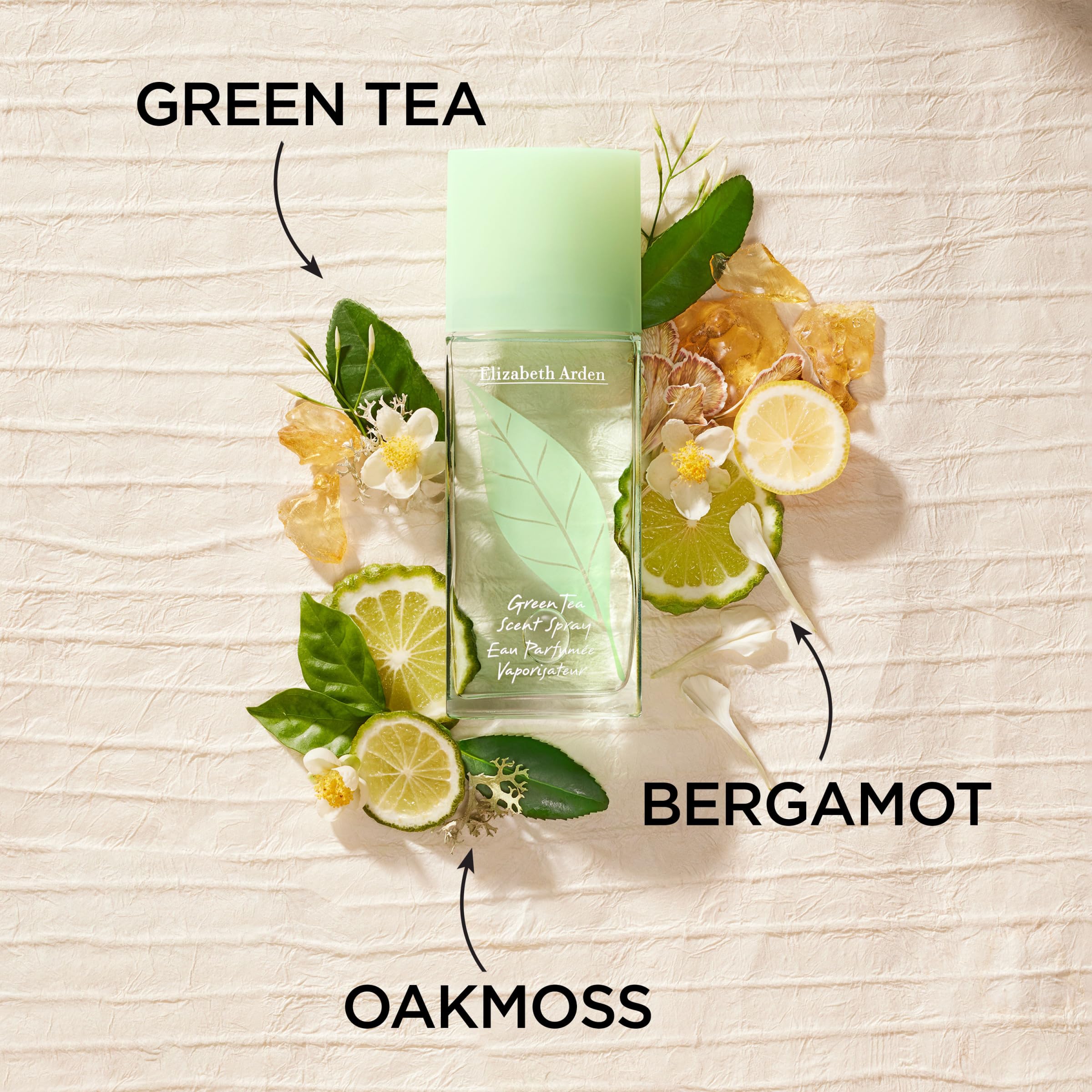 Elizabeth Arden Green Tea bottle pour captures a quick, refreshing spray.