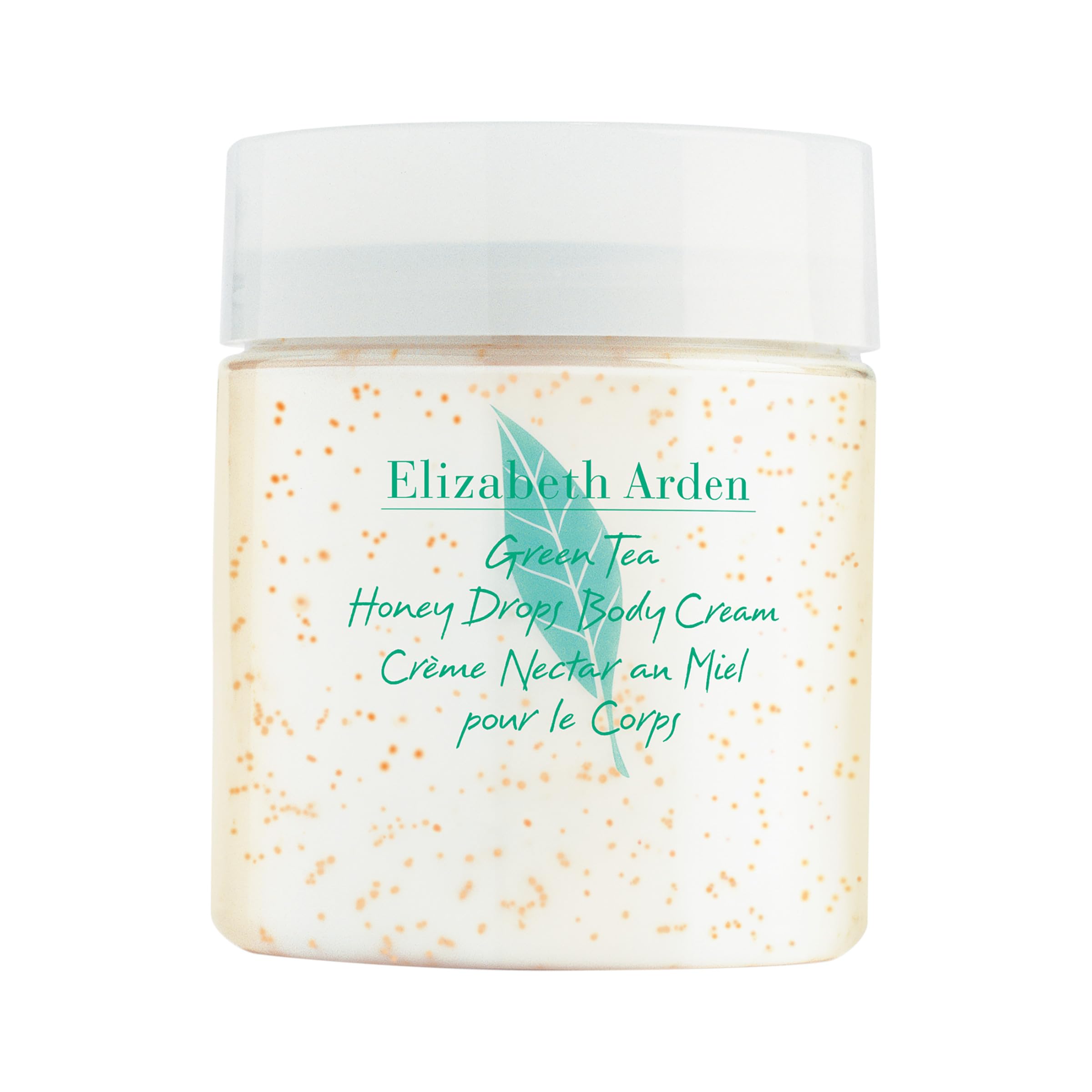 Elizabeth Arden Green Tea Honey Drops Body Cream bottle shows refreshing scent and daily hydration.