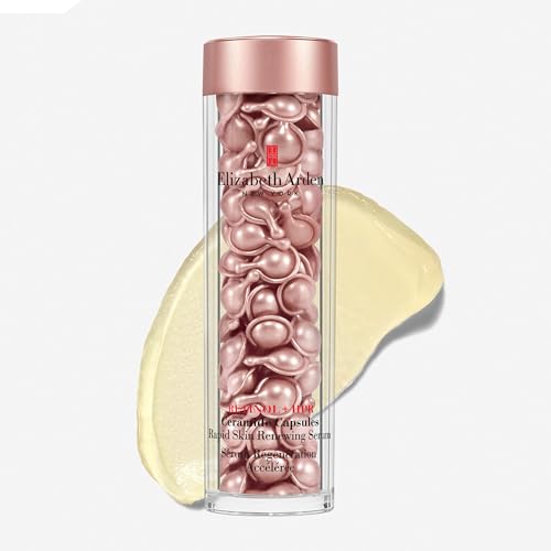 Closeup of Elizabeth Arden capsules showing encapsulated delivery technology
