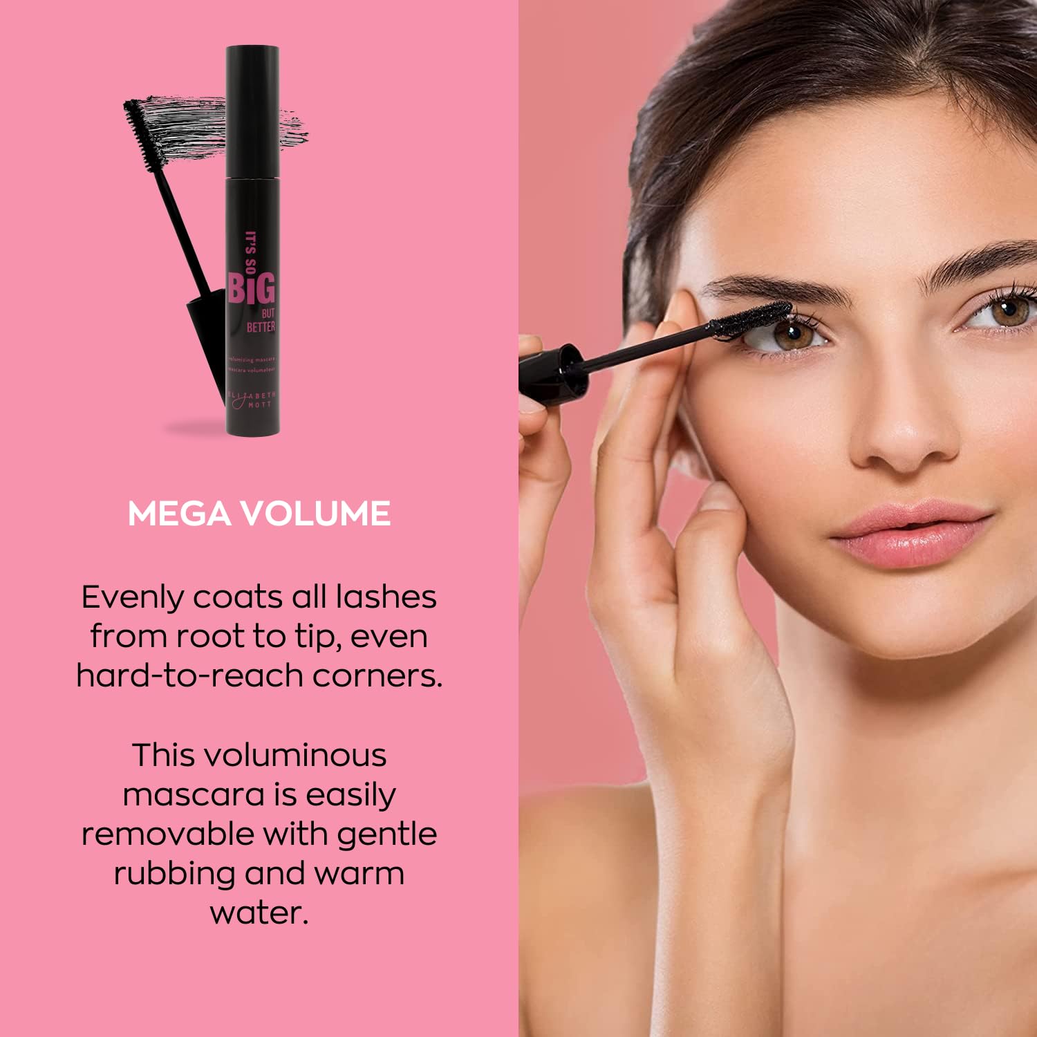 Elizabeth Mott mascara negra cepillo mejorado para cobertura uniforme